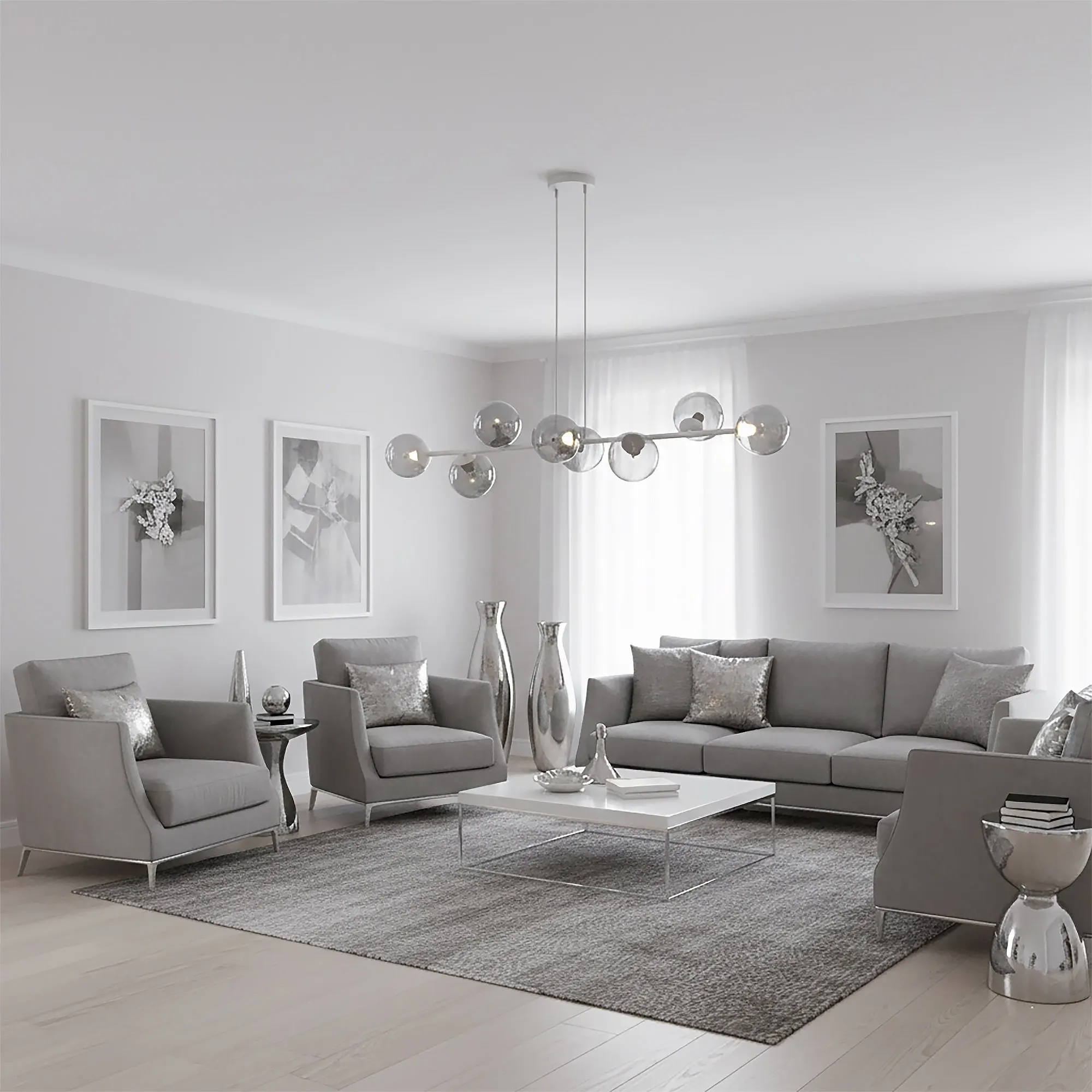 image salon, zestaw sofowy, szary, nowoczesny, pokój dzienny