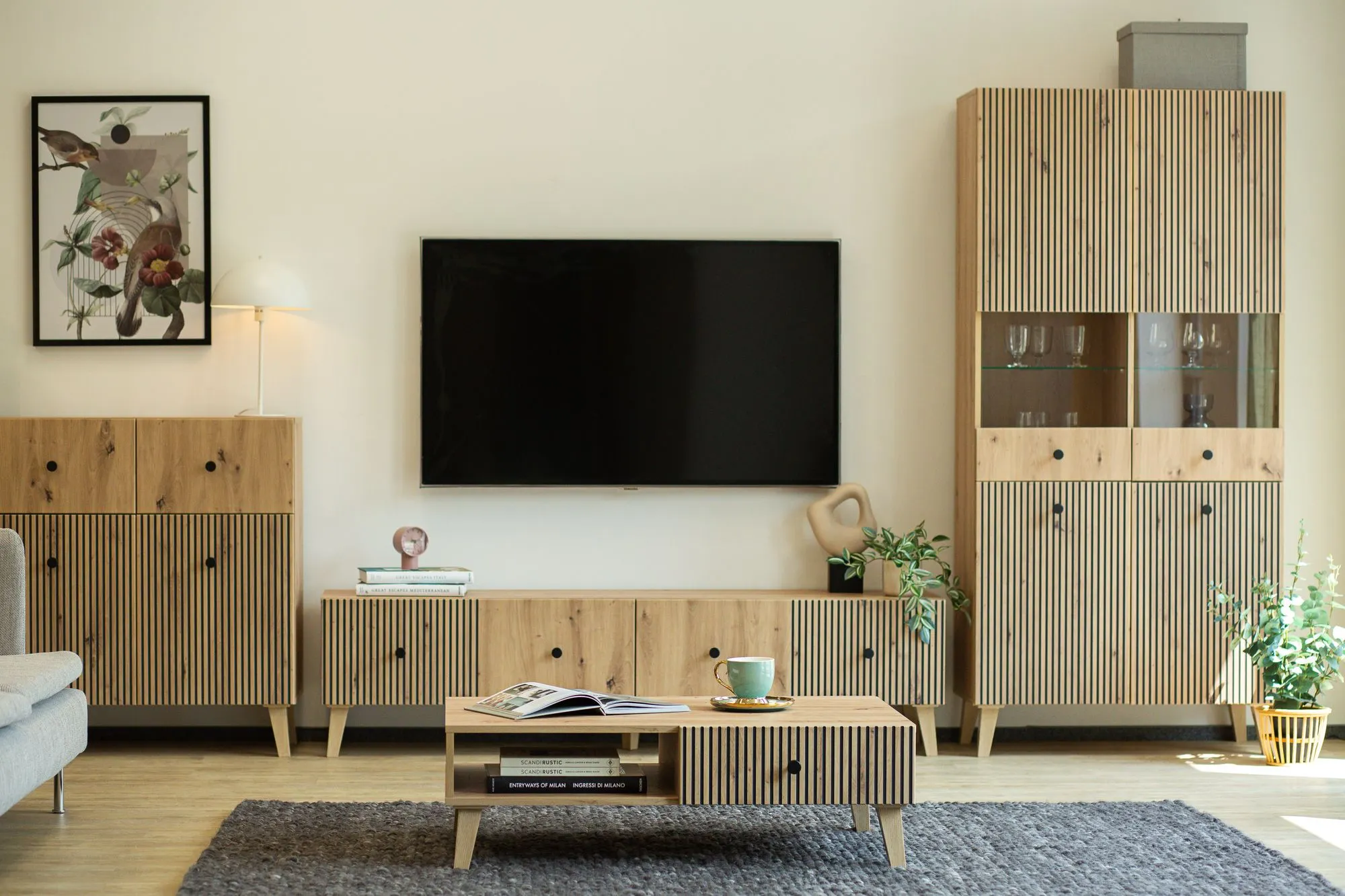 Szafka RTV 2-drzwiowa BERLIN 180cm dąb artisan - INT_5003195