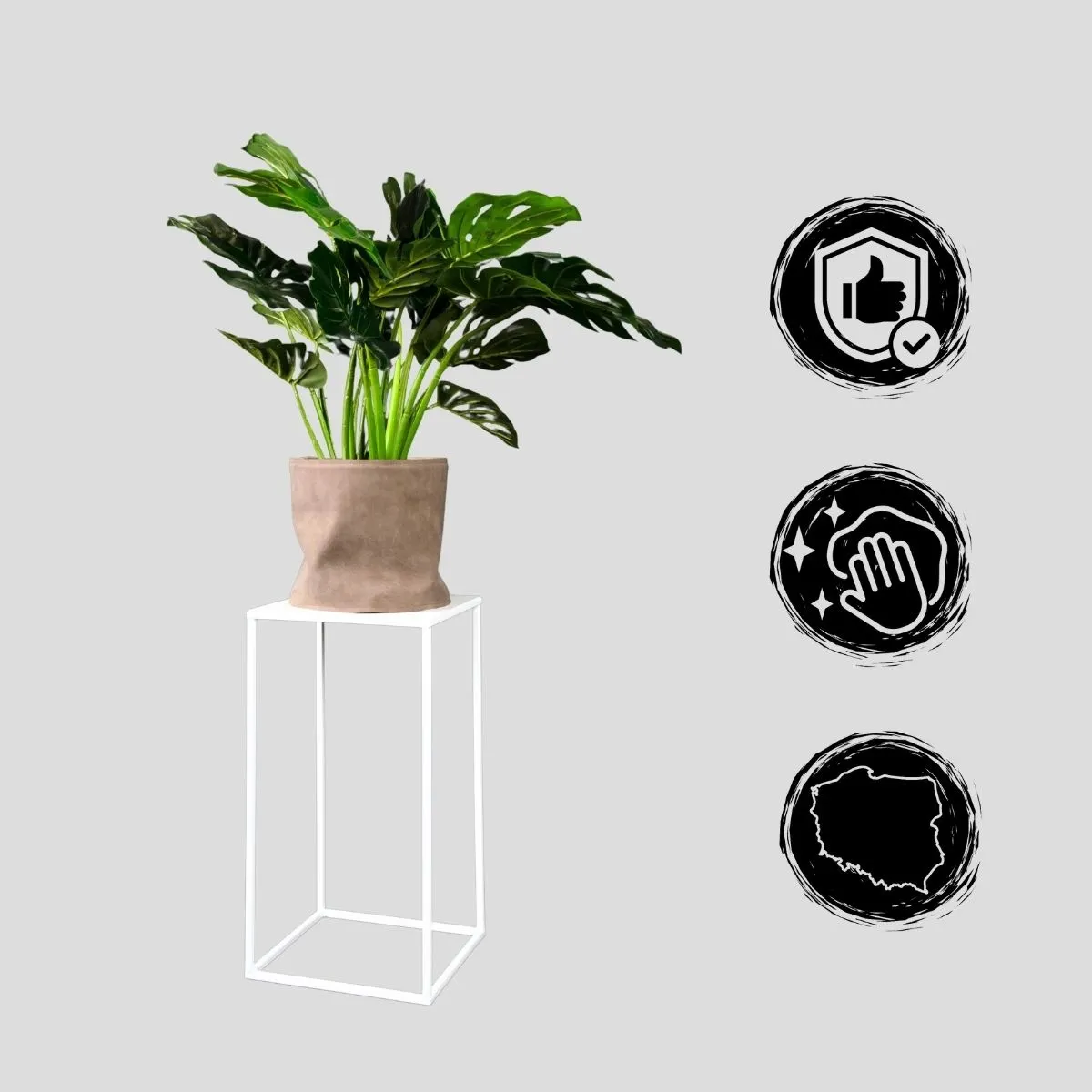 Kwietnik stojący metal drewno BREST S biały - LD_TZ000157