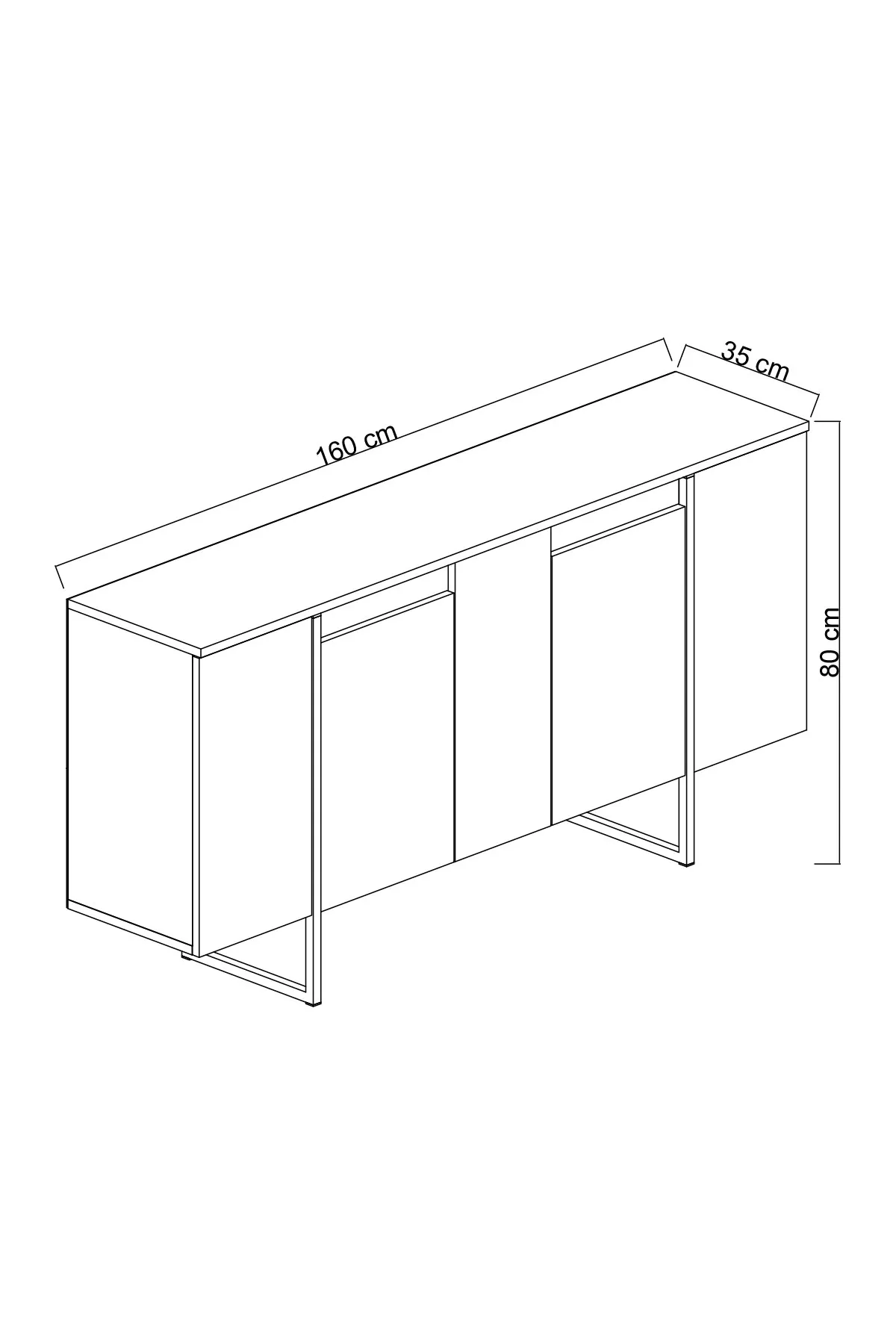 Komoda 4-drzwiowa LUXE 160 cm antracytowa czarny stelaż — zdjęcie 10