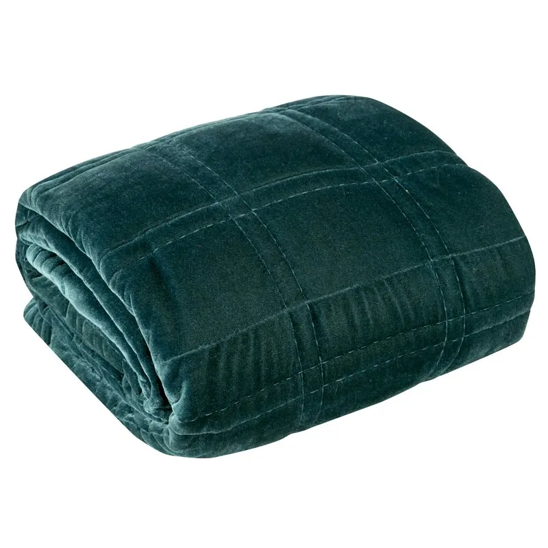 Narzuta pikowana z podwójnym przeszyciem KRISTIN 2 220X240 cm Ciemny miętowy