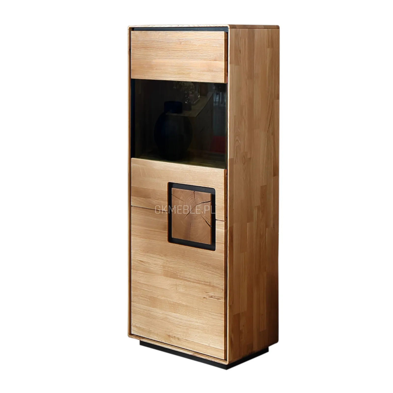 Kredens-witryna dębowa z przeszkleniem MELLOW 1-drzwiowy 60x151 lewy