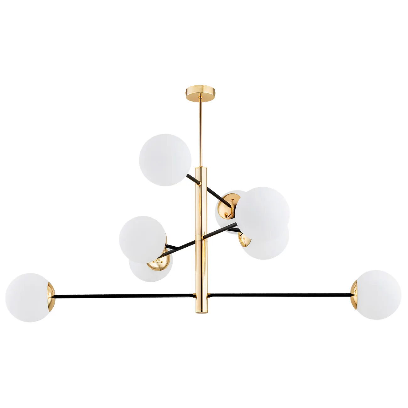 Lampa wisząca CAMERON metalowa mosiądz czarna opal 116x76cm - 5041