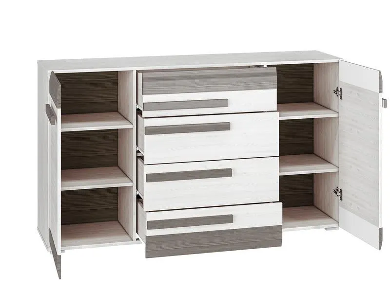 Komoda 2-drzwiowa z szufladami BLANCO 06 sosna śnieżna 165 cm - 1BLAN06-001