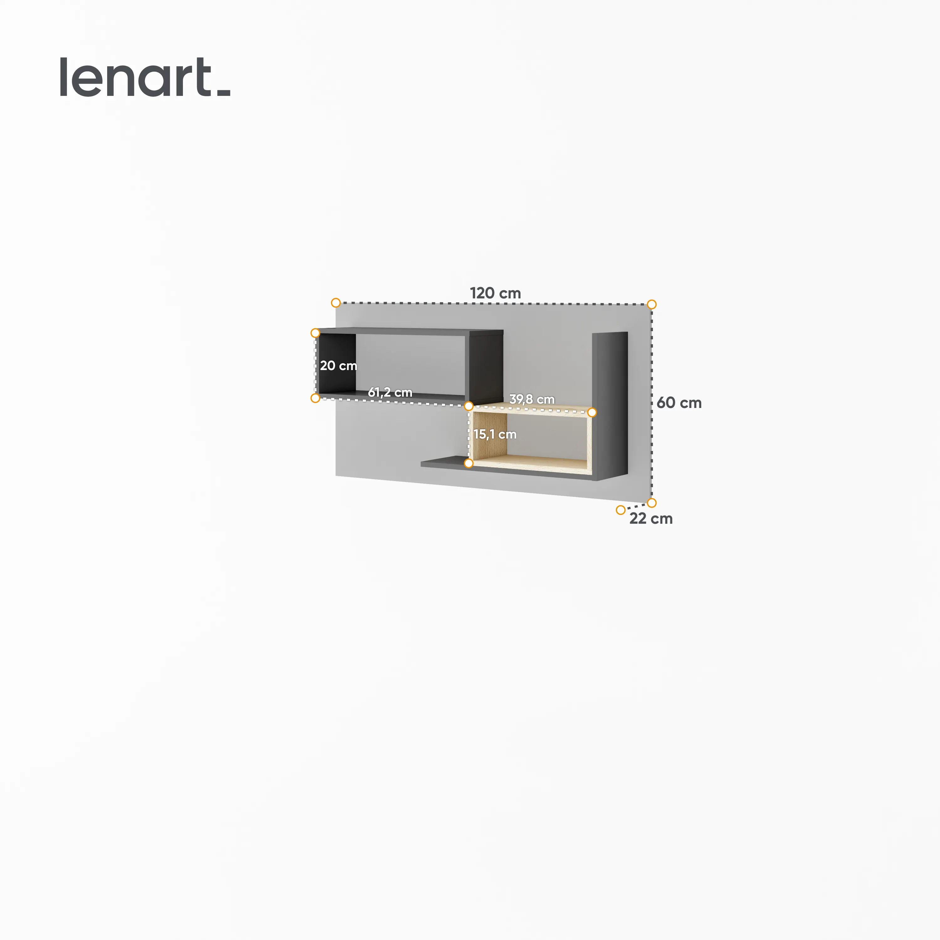 Półka wisząca Pok PO-10 120cm grafit/buk ibsen/szary jasny - PO10GBS