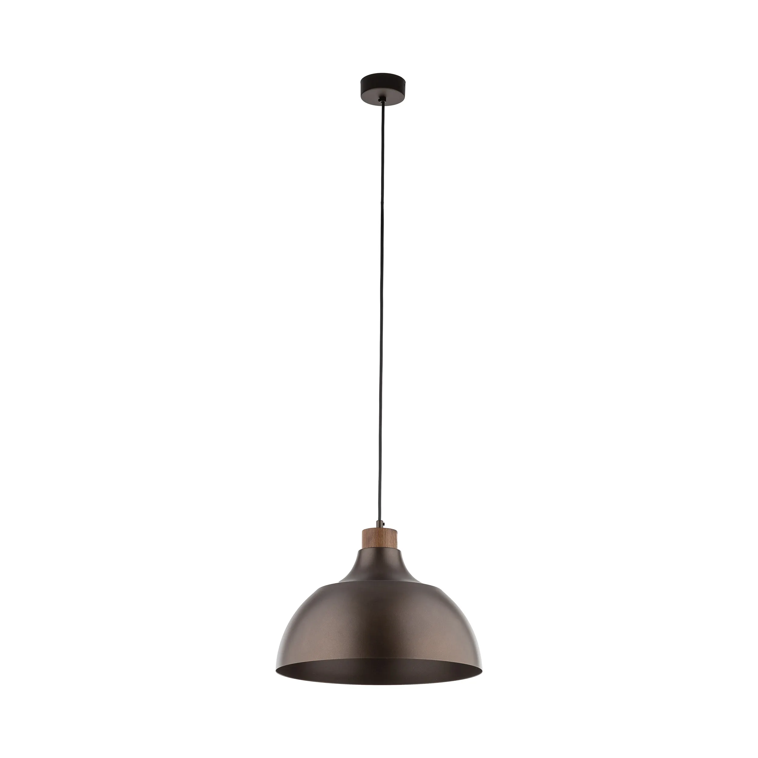 Lampa wisząca CAP brązowa z drewnianym elementem na czarnej podstawie i przewodzie 165x34cm