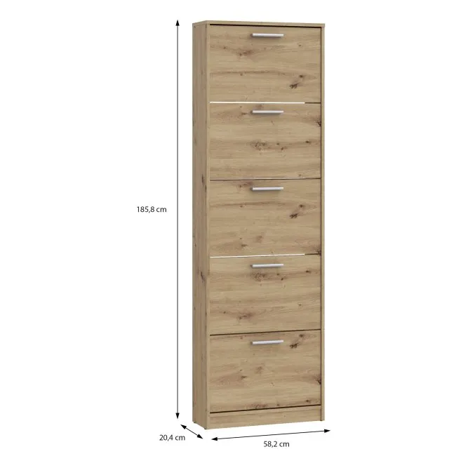 Szafka na buty NET106 z 5 półkami 58 cm Dąb Artisan - MSA712-D78