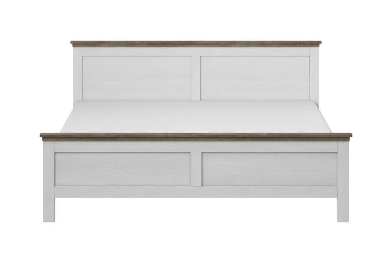 Łóżko z zagłówkiem EVORA 160x200 złamana biel/dąb Lefkas - 247DJU31