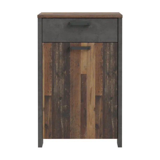 Szafka na buty CLIF z szufladą i szafką - old wood vintage, beton - CLFD213-C748
