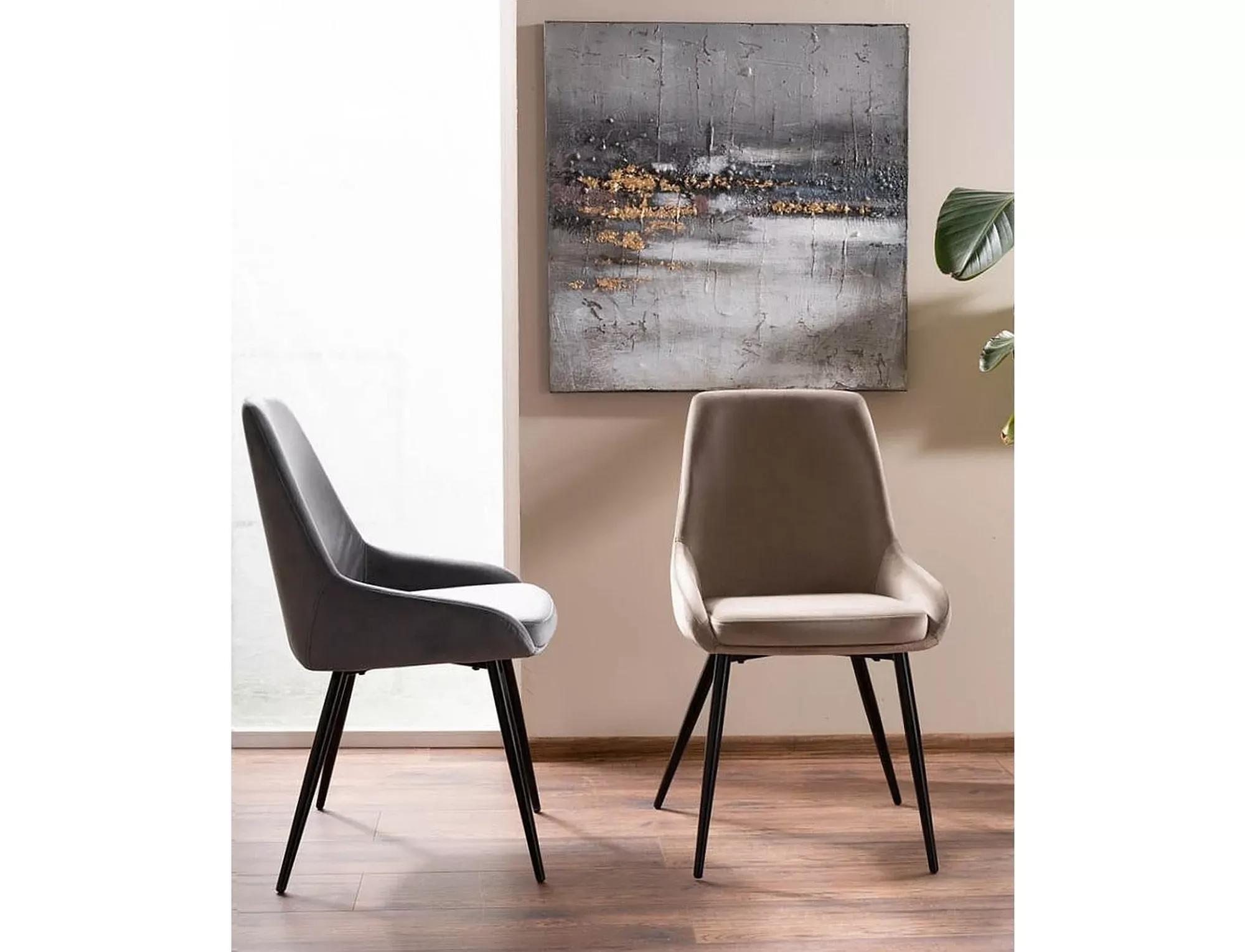 Krzesło tapicerowane COBE VELVET Bluvel 40 ciemny beż czarny stelaż - COBEVCCB