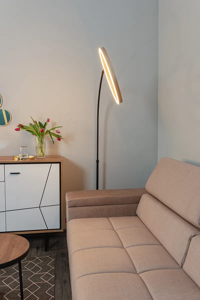 Lampa podłogowa BREST ledowa ściemniacz nożny 180 cm czarno-złota - 3016-104L