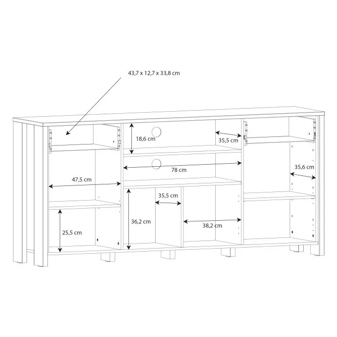 Komoda CLIF 4-drzwiowa z 2 szufladami i wnękami- old wood vintage, beton - CLFK242-C546