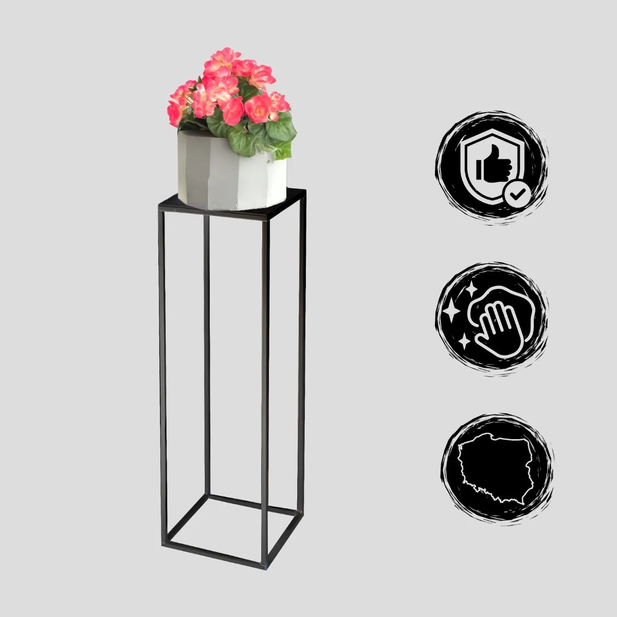 Kwietnik stojący metalowy EVRON M czarny - LD_TZ000088