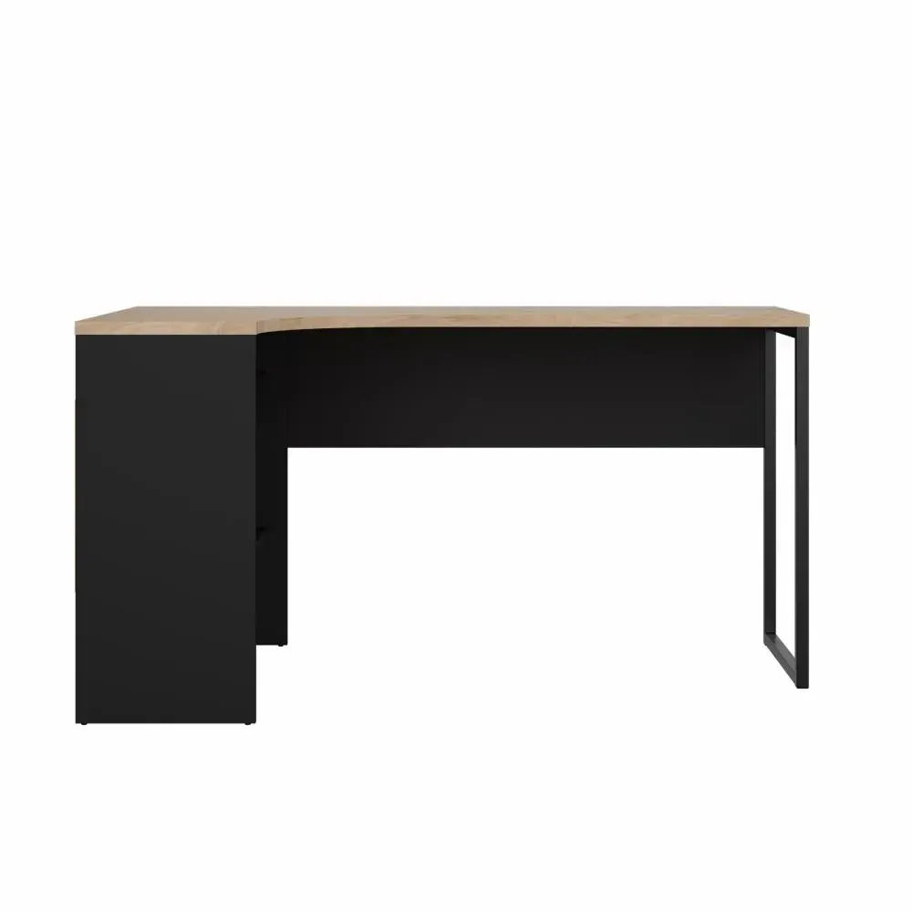 Narożne biurko z 2 szufladami FUNCTION PLUS 145cm czarny mat/Jackson Hickory - TV_80118GMHL