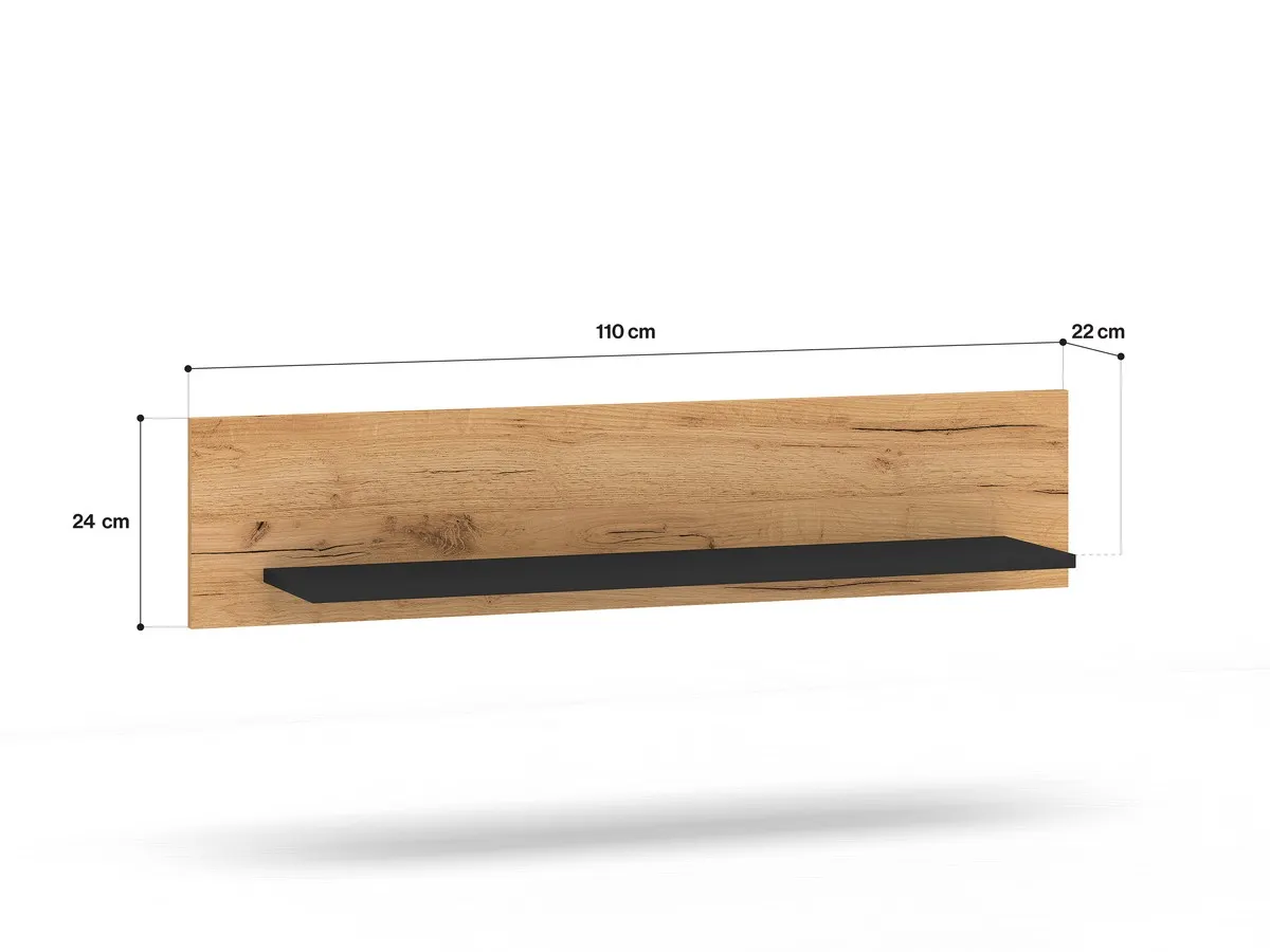 Półka ścienna URSO 12 craft złoty-czarny 111 cm