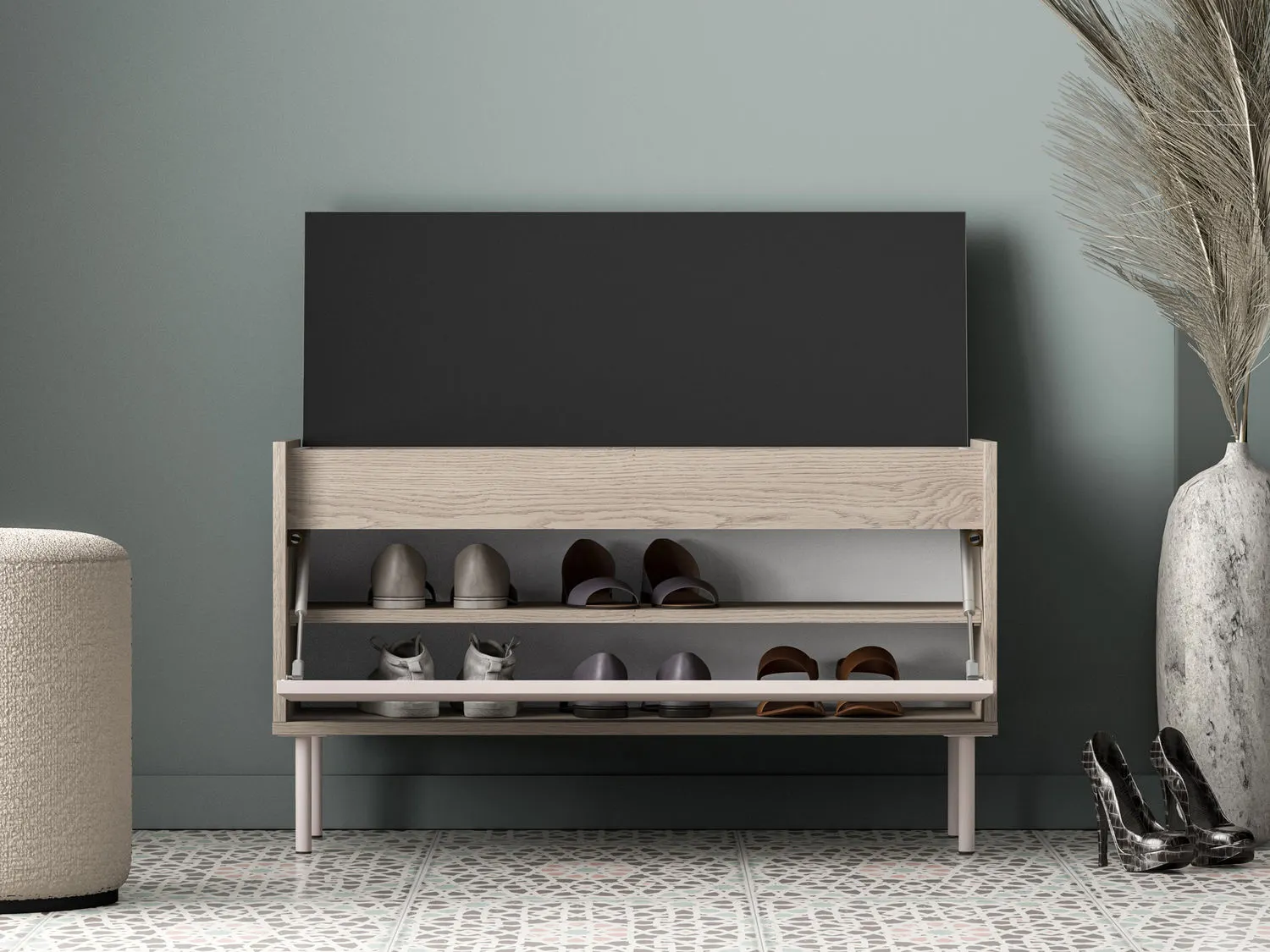 Szafka na buty z siedziskiem i schowkiem VOCO 90x55 dąb cremona/kaszmir - 1VOCO05-001