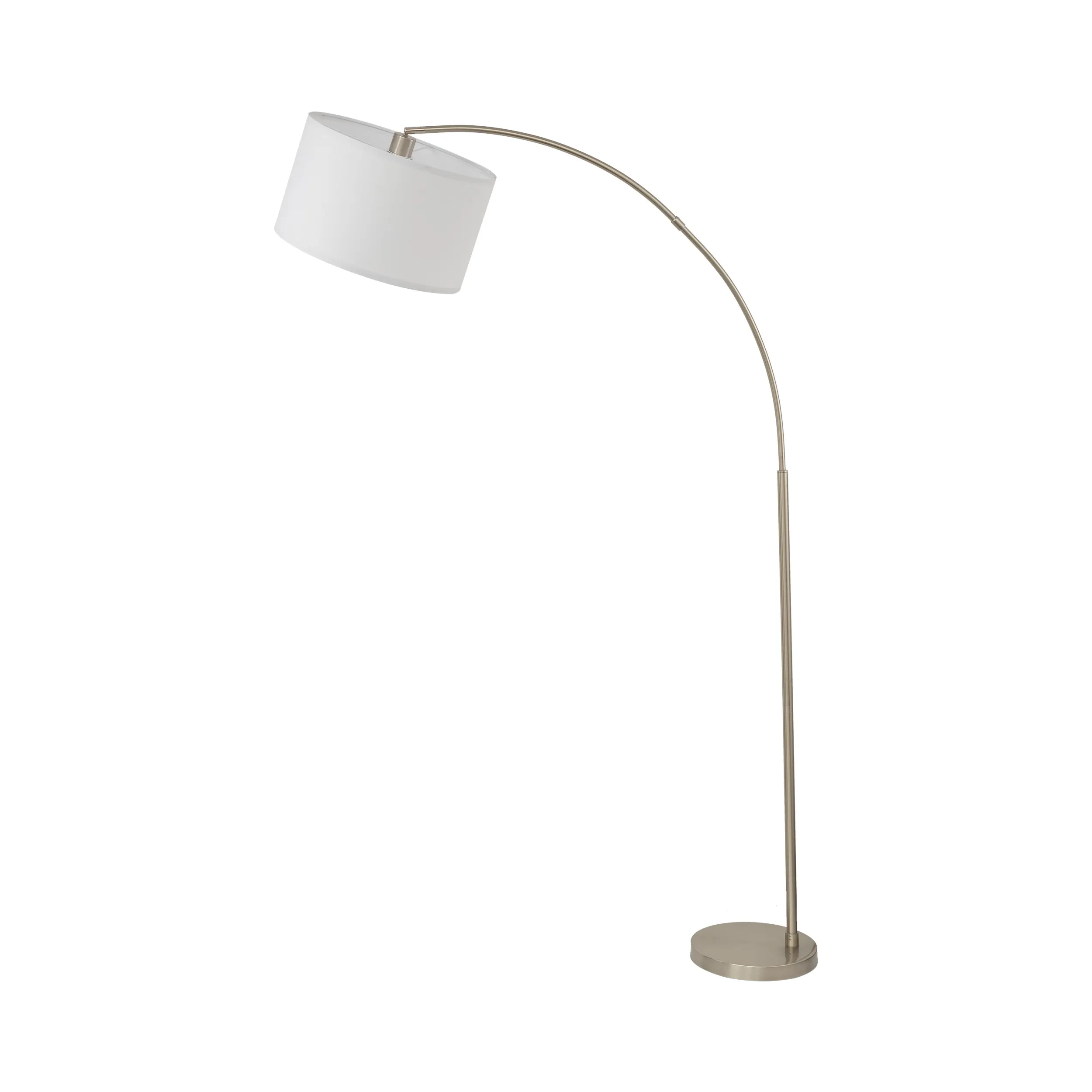 Lampa podłogowa ZENITH brązowa z białym okrągłym abażurem 200x130x50cm - TK_16022