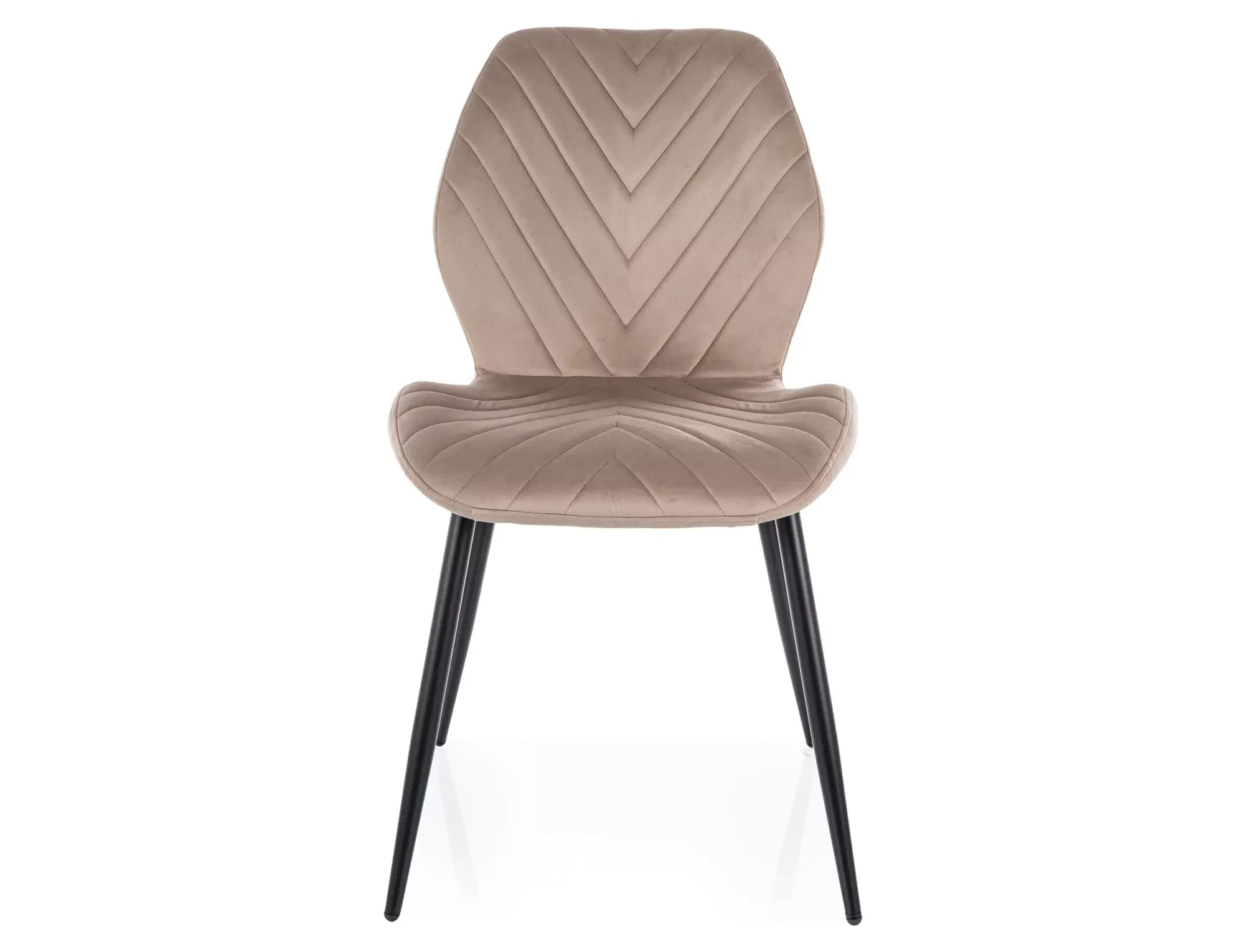 Krzesło tapicerowane MIKE VELVET pikowane ciemnobeżowe/czarne nogi - MIKEVCCB