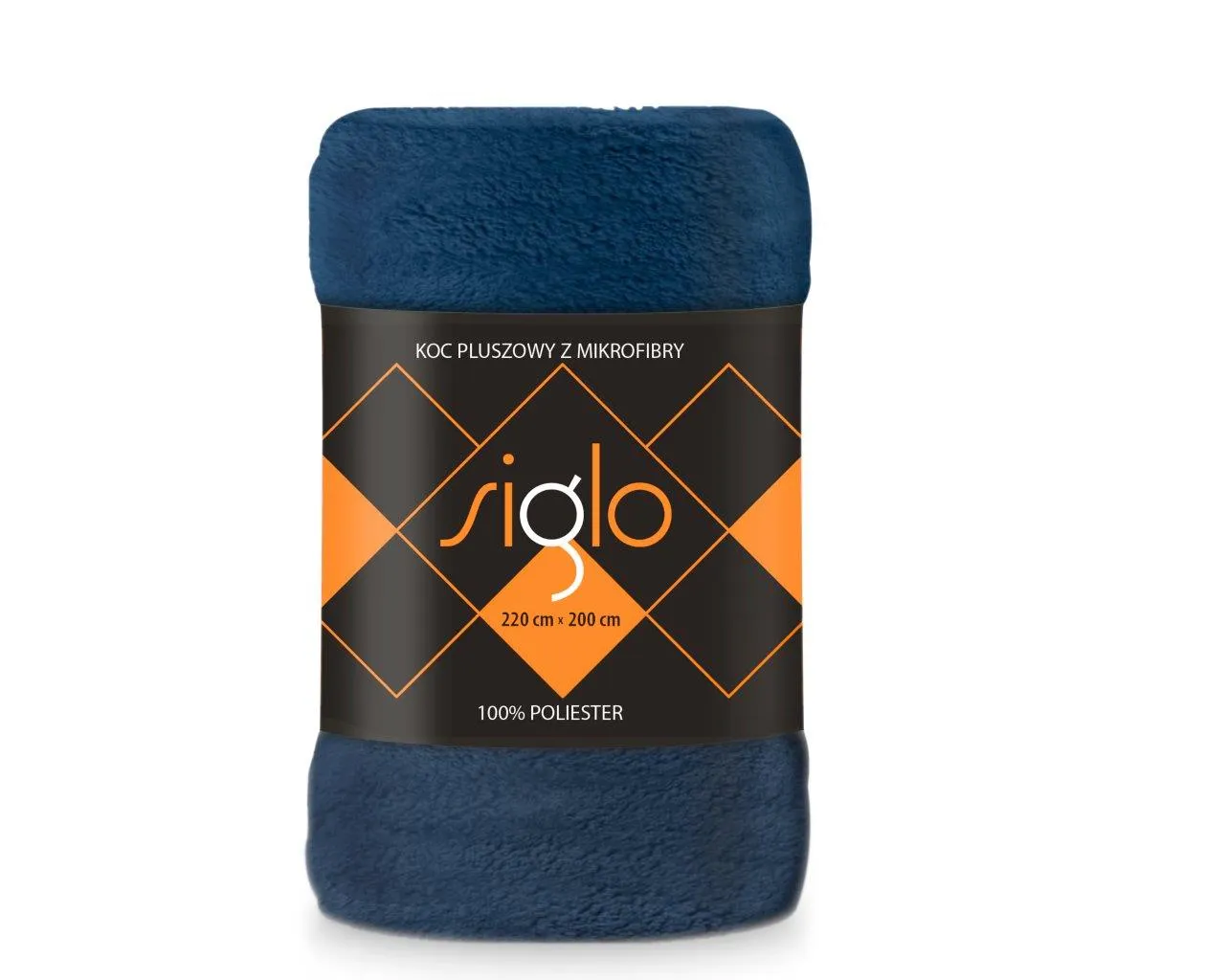 Koc pluszowy SIGLO 220X200 mikrofibra 240g/m2 granatowy