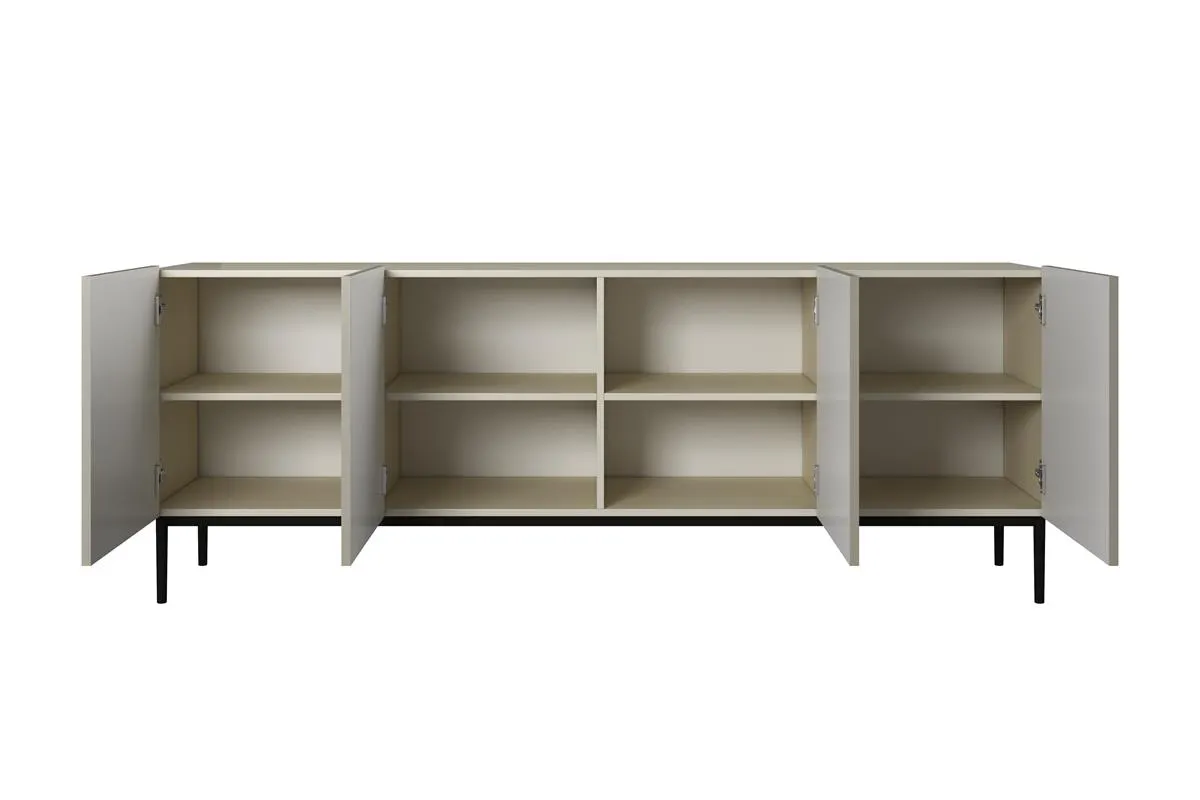 Komoda 4-drzwiowa NICOLE 200 - kremowa - czarny stelaż - B_55571