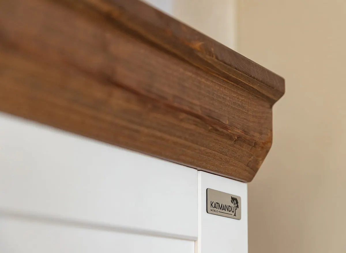 Witryna wąska MARONE ELITE 1-drzwiowa z 2 szufladami biała, tabacco - PLMEL01/T