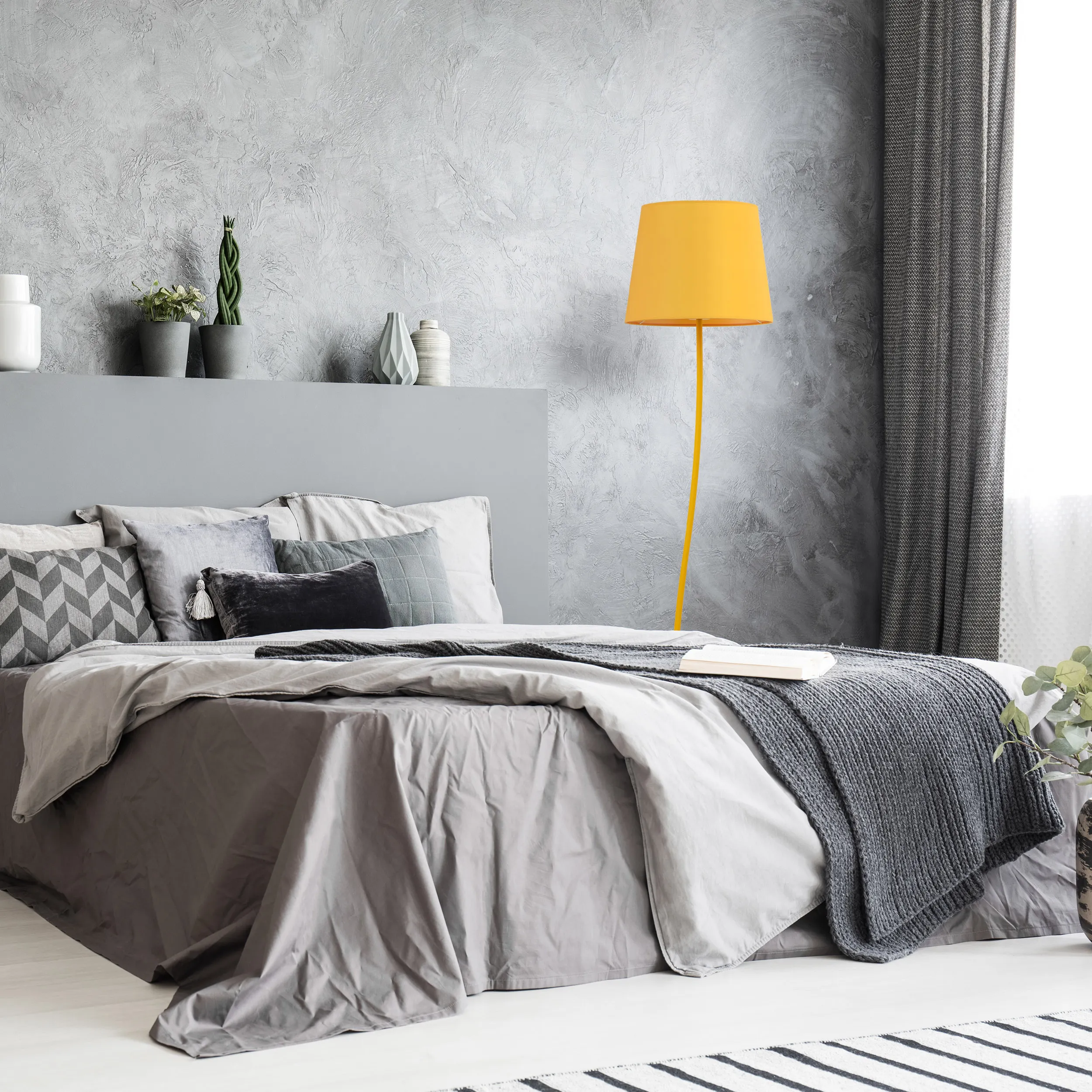 Lampa podłogowa NICOLA żółta intrygująco wygięta 150x44cm - TK_6645