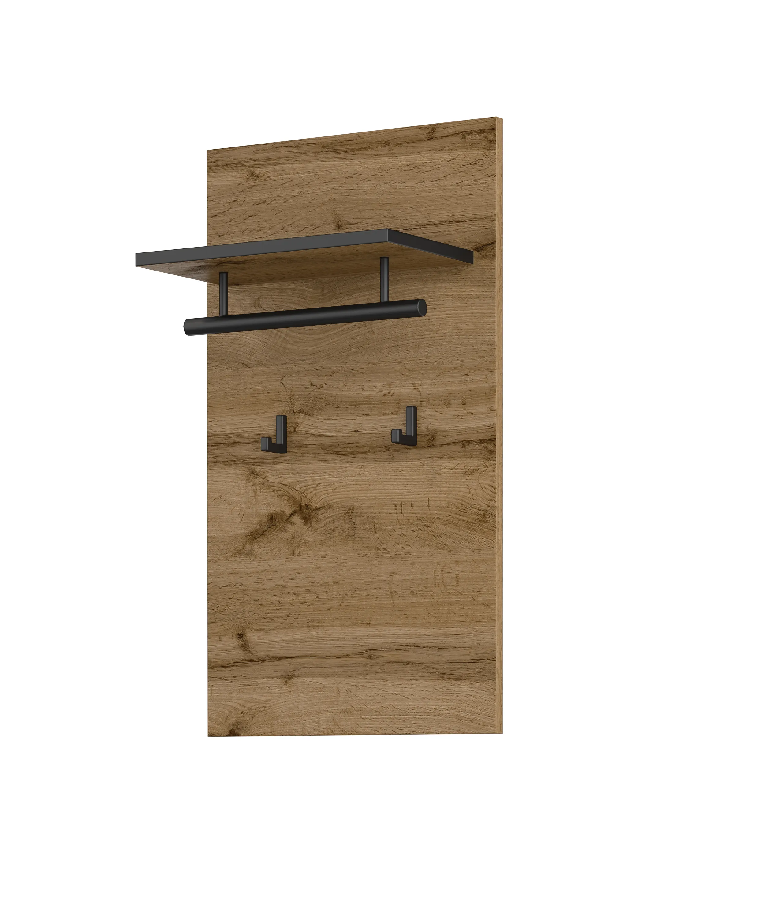 Panel z haczykami, półką i drążkiem CROSS 40x70 dąb wotan