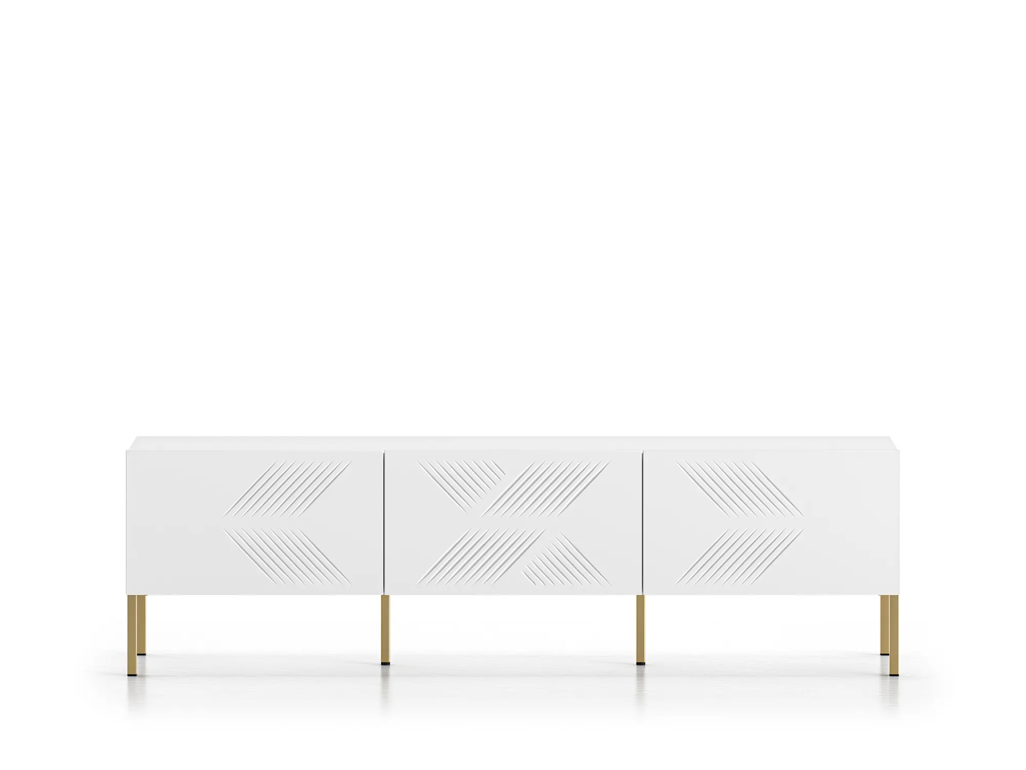 Szafka RTV z 3 klapami CLEARING 04 biały alpejski, noga-złoty - 1CLEA04-001-04