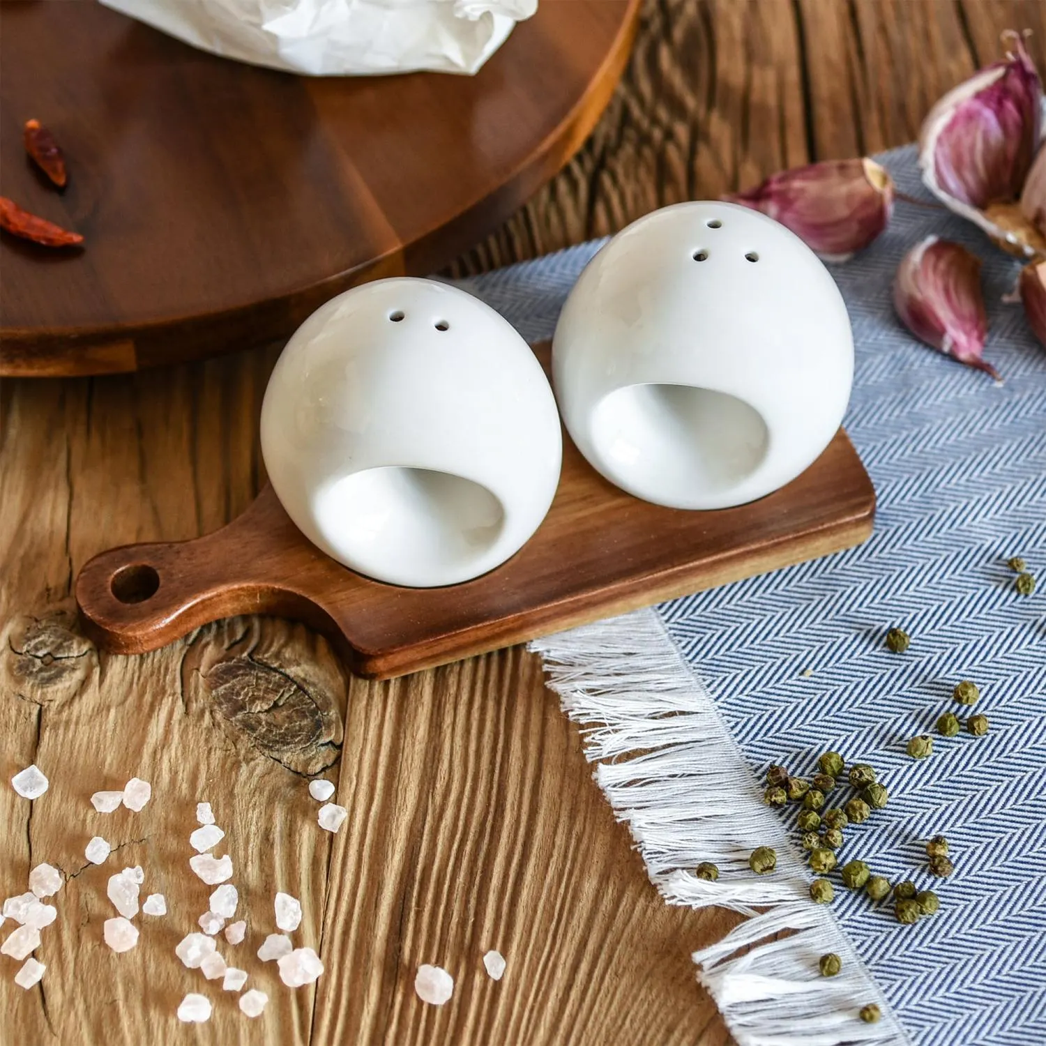 sól dun, pieprz shaker, ceramiczny, biały, wyposażenie kuchni