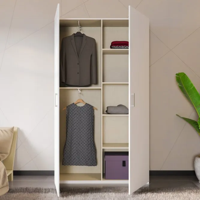 Szafa 2-drzwiowa HOME NOOK 2 drążki i półki 120cm biała - HMNS922-120