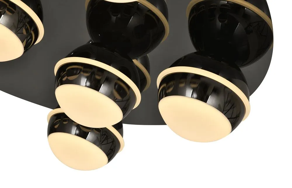 lampa, projektor, kule światła, metalowy dodatek, kolor czarny