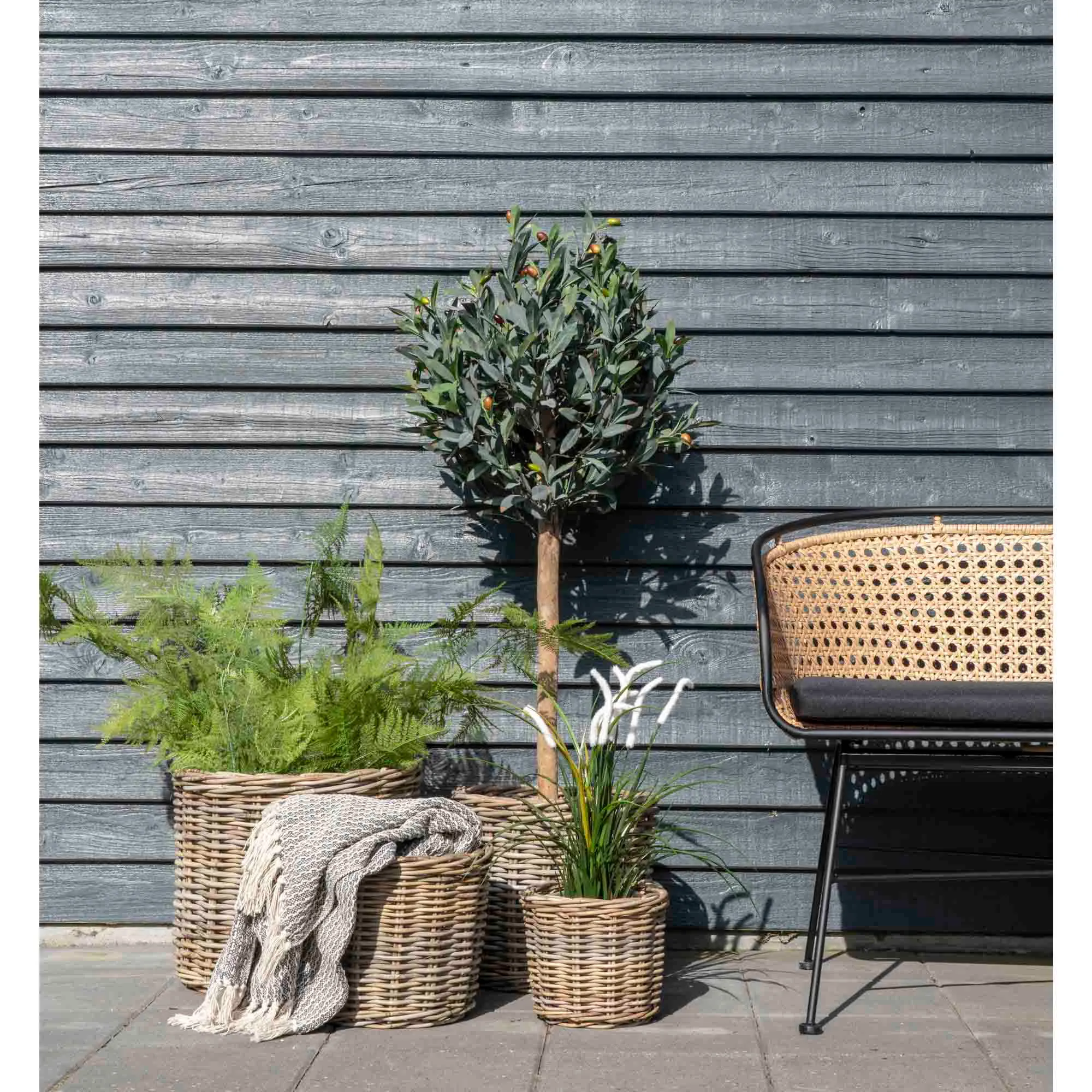 Kosze rattanowe BOGOR zestaw 4 sztuk naturalny - 4401120