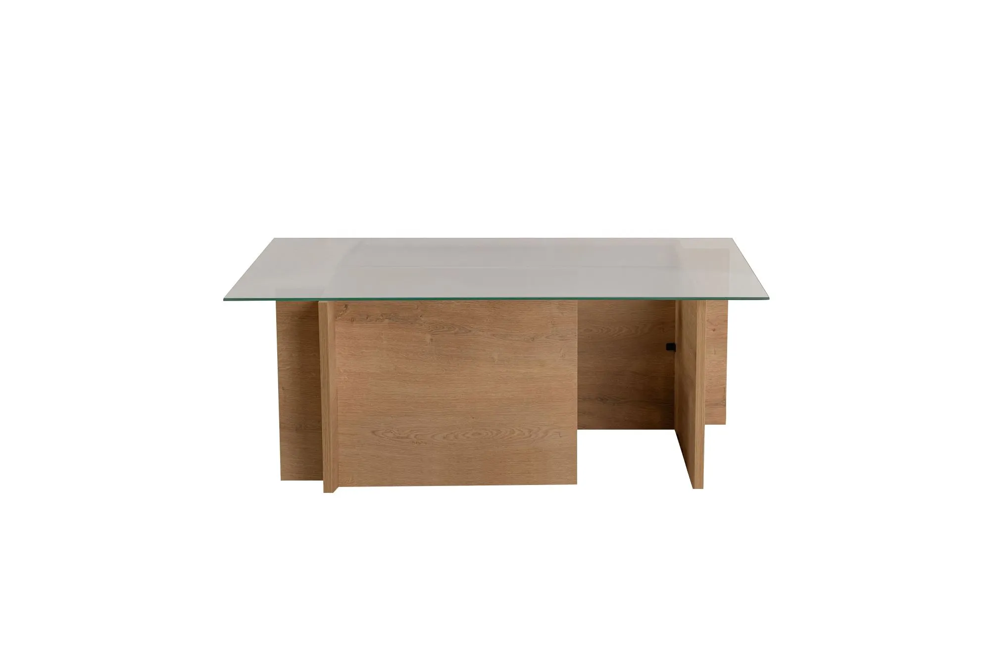 Stolik kawowy VETRINO 65x105 cm szkło hartowane dąb miodowy