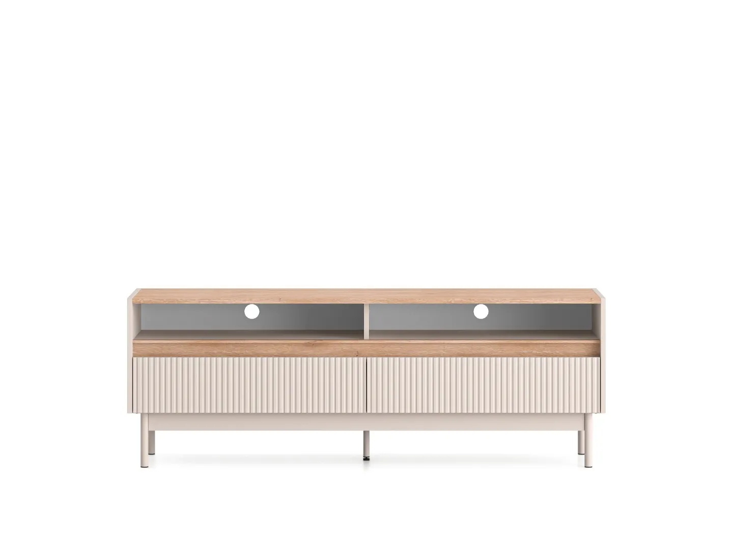 Szafka RTV z szufladami DUNEA 154x55 ryflowana kaszmir - dąb cremona - 1DUNE07-001