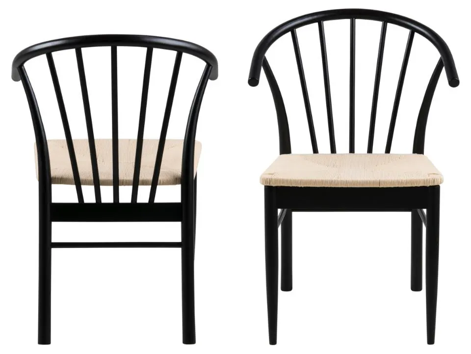 Krzesło z podłokietnikami Kasioppe Plecionka- Złamana biel, Czarny ( zestaw 2 sztuk ) - 0000097755