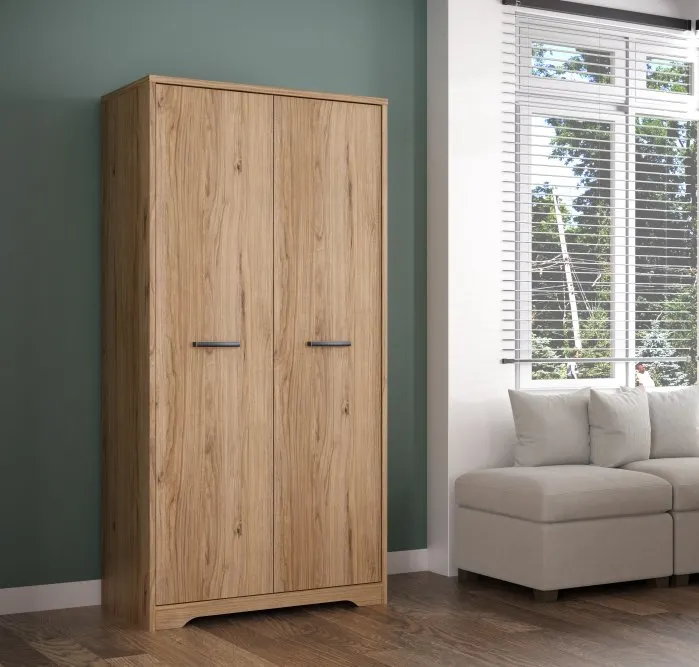 Szafa 2-drzwiowa JOADAKIS z półkami i drążkiem dąb catania - JDKS821-D89