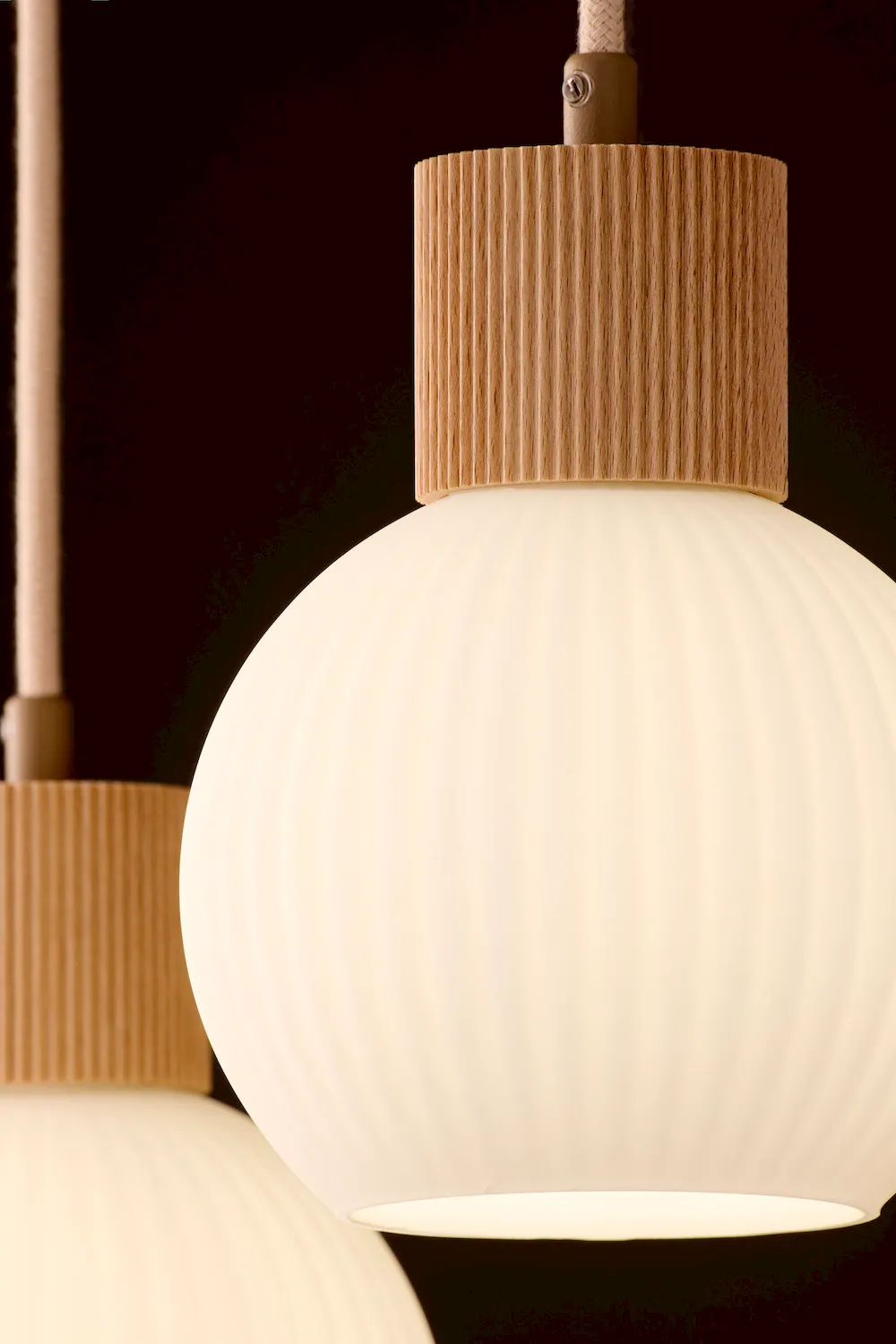 Lampa wisząca ALBA 3  beżowy biały drewno bukowe — zdjęcie 7