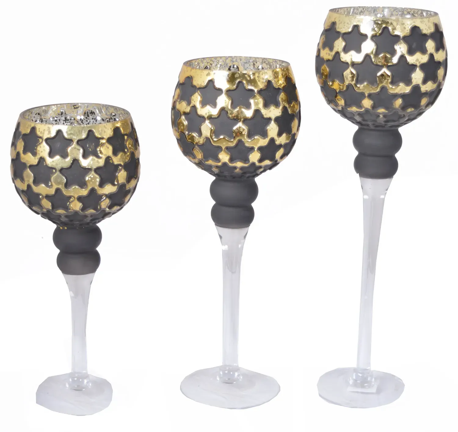 Komplet 3 kielichów W GWIAZDKI 3045 czarno-złote Komplet 3 kielichów W GWIAZDKI 3045 czarno-złote