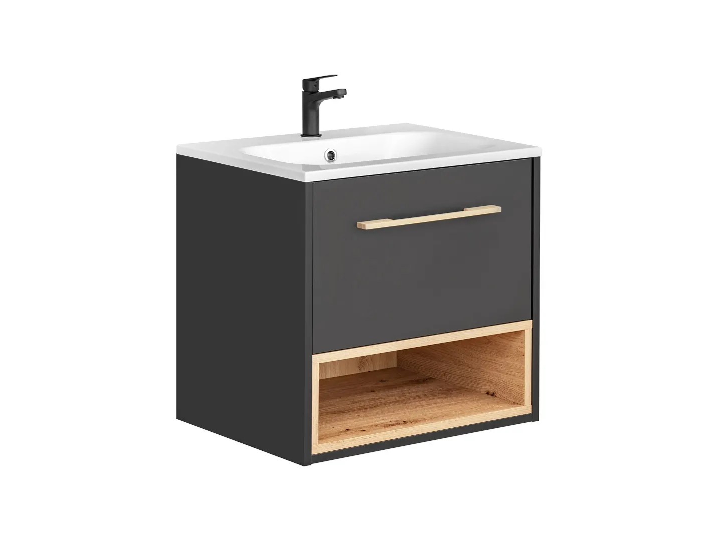 Szafka pod umywalkę BORNEO COSMOS szara, dąb artisan 60x57x46cm - BORNEO_COSMOS_820_FSC