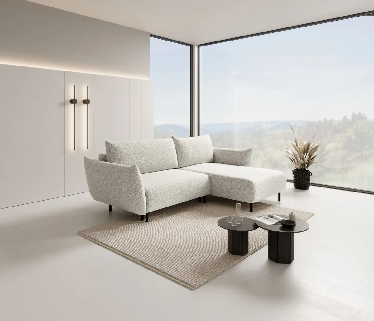 Narożnik rozkładany z pojemnikiem ADEL ANTHOLOGY 257 cm L/P kremowy - ADEL_NAR_ANTOLOGY20