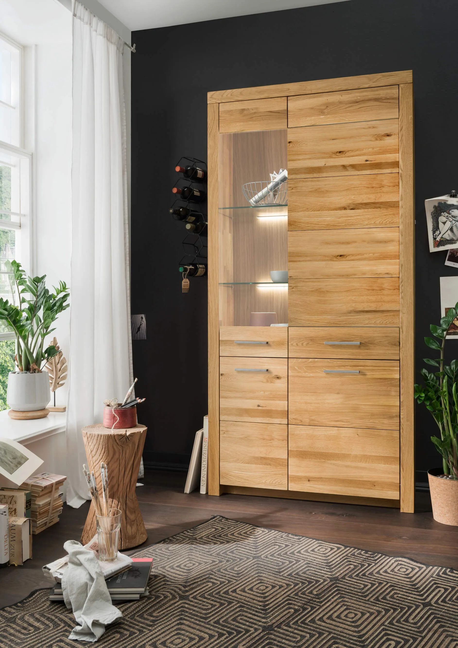 Witryna dębowa szklana DOVE 102x204 II-Lewa - GK_1031690311