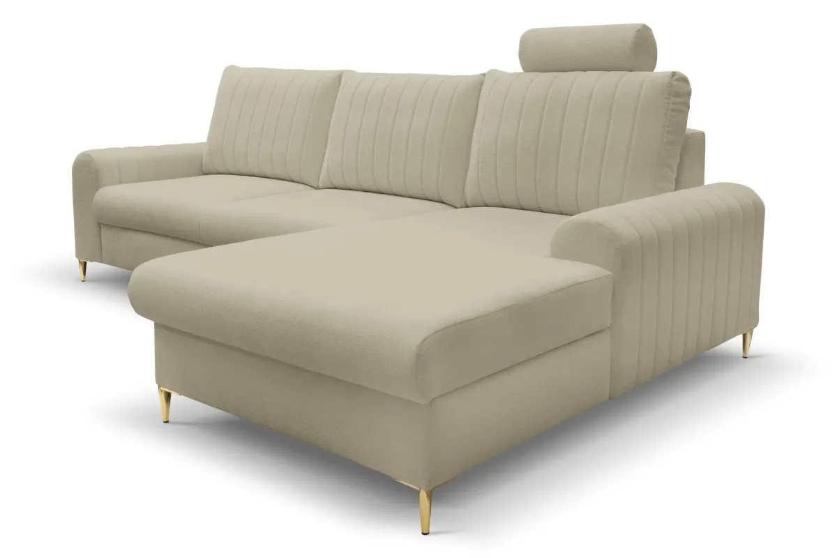 Narożnik rozkładany z pojemnikiem MONACO LOFT 251 cm prawy beżowy