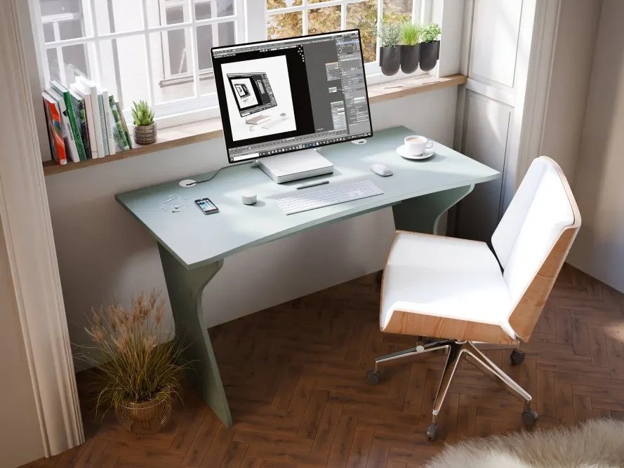 Biurko UTAPAU minimalistyczne 140 cm- kolor szałwi - UTPB202-U59