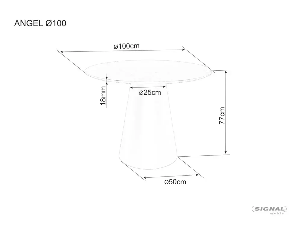 Stół okrągły ANGEL 100 cm efekt dębu stelaż kaszmirowy - ANGELDBEFI100