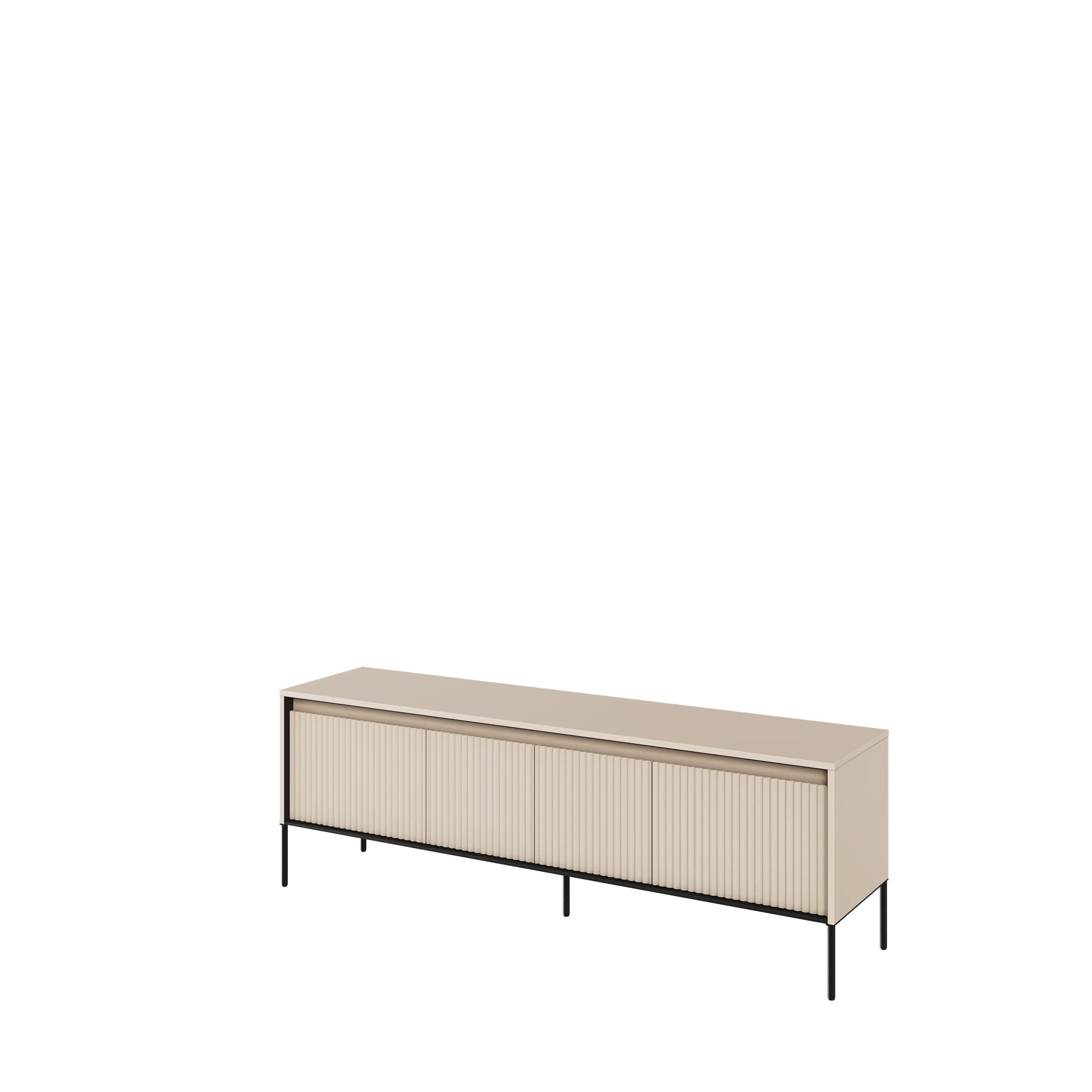Szafka RTV z oświetleniem ryflowana TREND TR-05 4D 166cm - beż piaskowy/czarny Szafka RTV z oświetleniem ryflowana TREND TR-05 4D 166cm - beż piaskowy/czarny