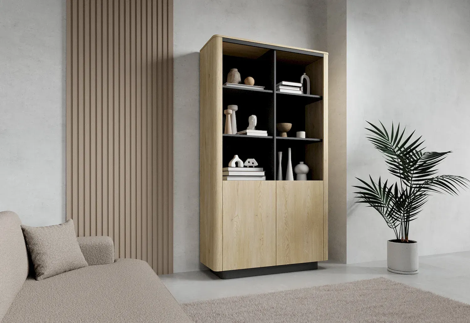 Regał 2-drzwiowy TORRO REGAŁ 2D dąb cremona czarny - LA_TORRO_REGAŁ_2D