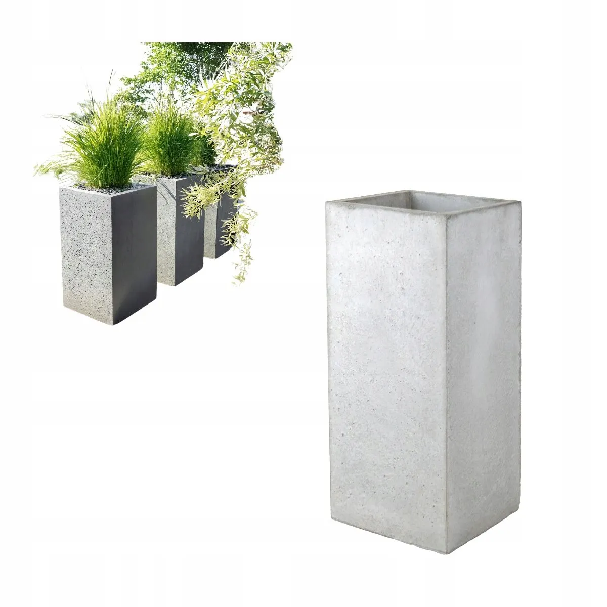 DONICZKA zewnętrzna betonowa SEVRAN szara Słoik, plantator, Roślina doniczkowa, Ceramika, Wazon