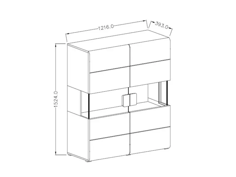 Komoda 2-drzwiowa szklana TOLEDO wysoka 122x152 biała połysk - 2498DW42