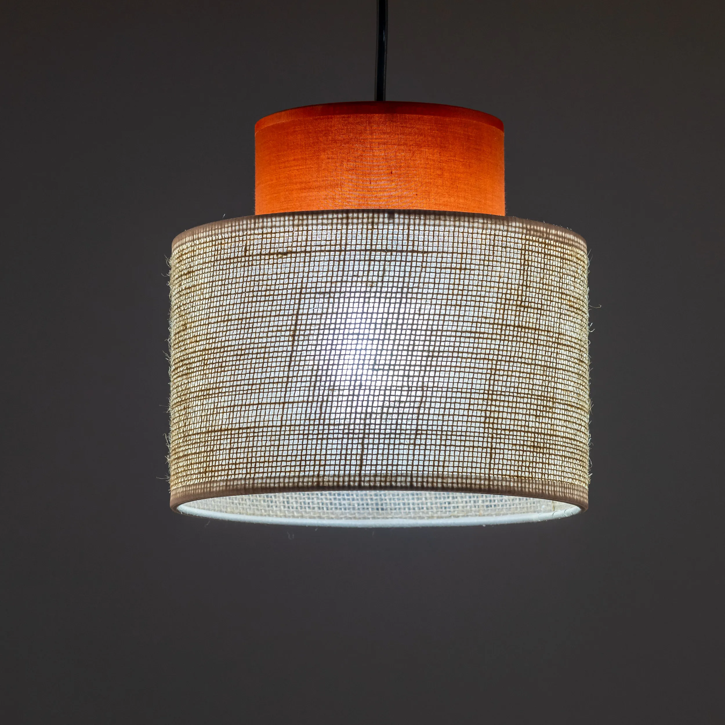 Lampa wisząca DUO JUTA brązowa ceglana na czarnym przewodzie i podstawie 165x20cm - TK_3139