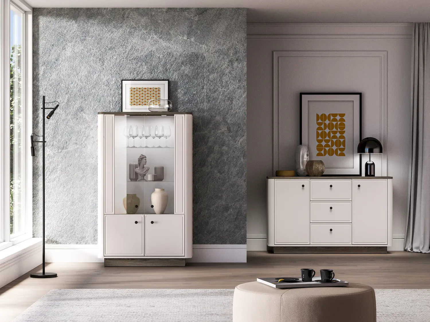 Witryna niska 2-drzwiowa VILAVIO 02 dąb windmill dark cashmere - 1VILA02-001